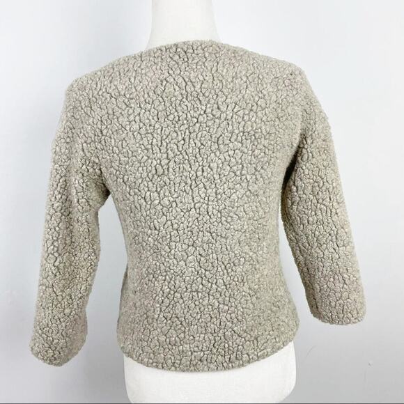 Zara Fleece Sheep Faux Fur Cropped Coat Size XS - Picture 9 of 13